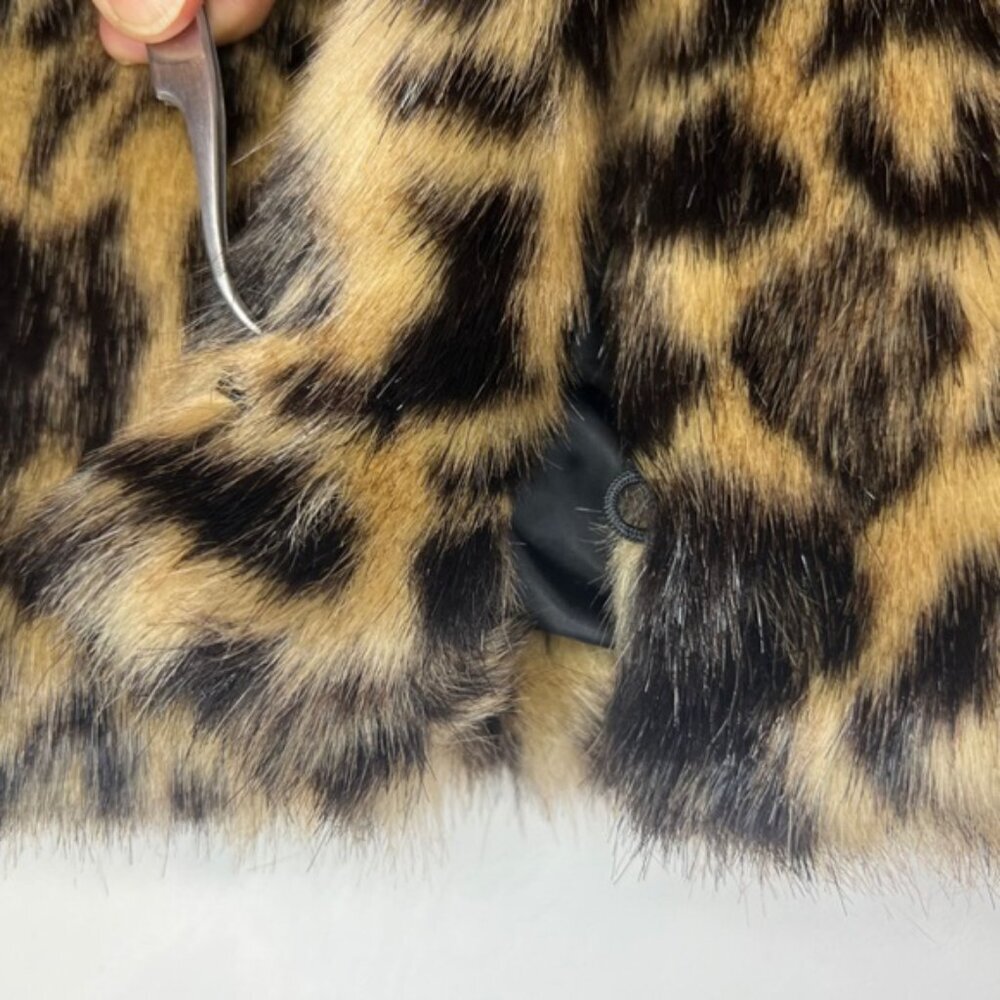 NWT KAREN MILLEN Super-Soft Faux Fur Leopard Print Lined Jacket w Pockets Sz 6 - Picture 12 of 16